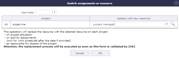 Switch assigment or resource