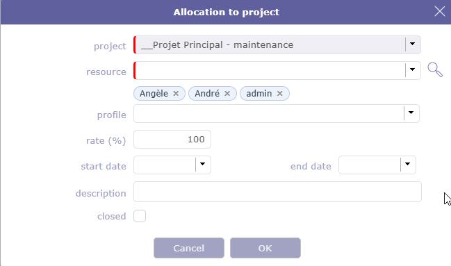 Allocation section