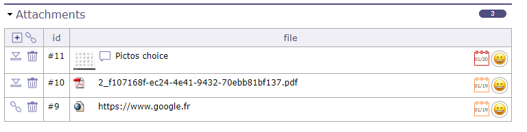 Attachments section