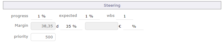 Steering section on Project screen