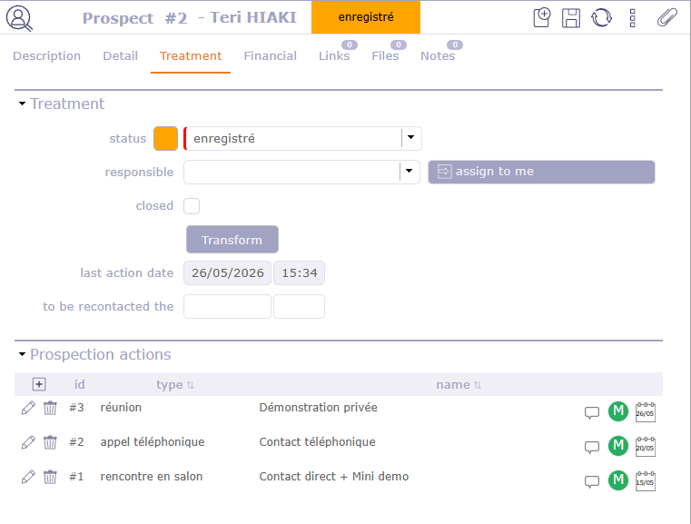 Prospection Actions