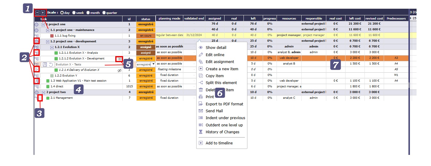 Task list & progress data view