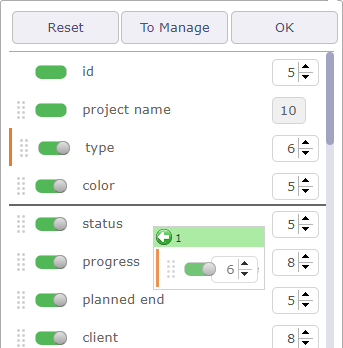 Drag and drop to move columns