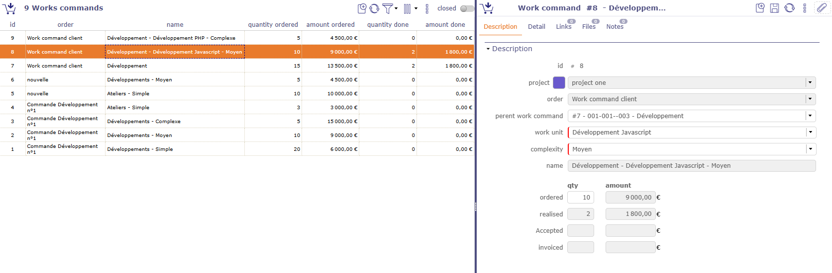 Work Command on activities