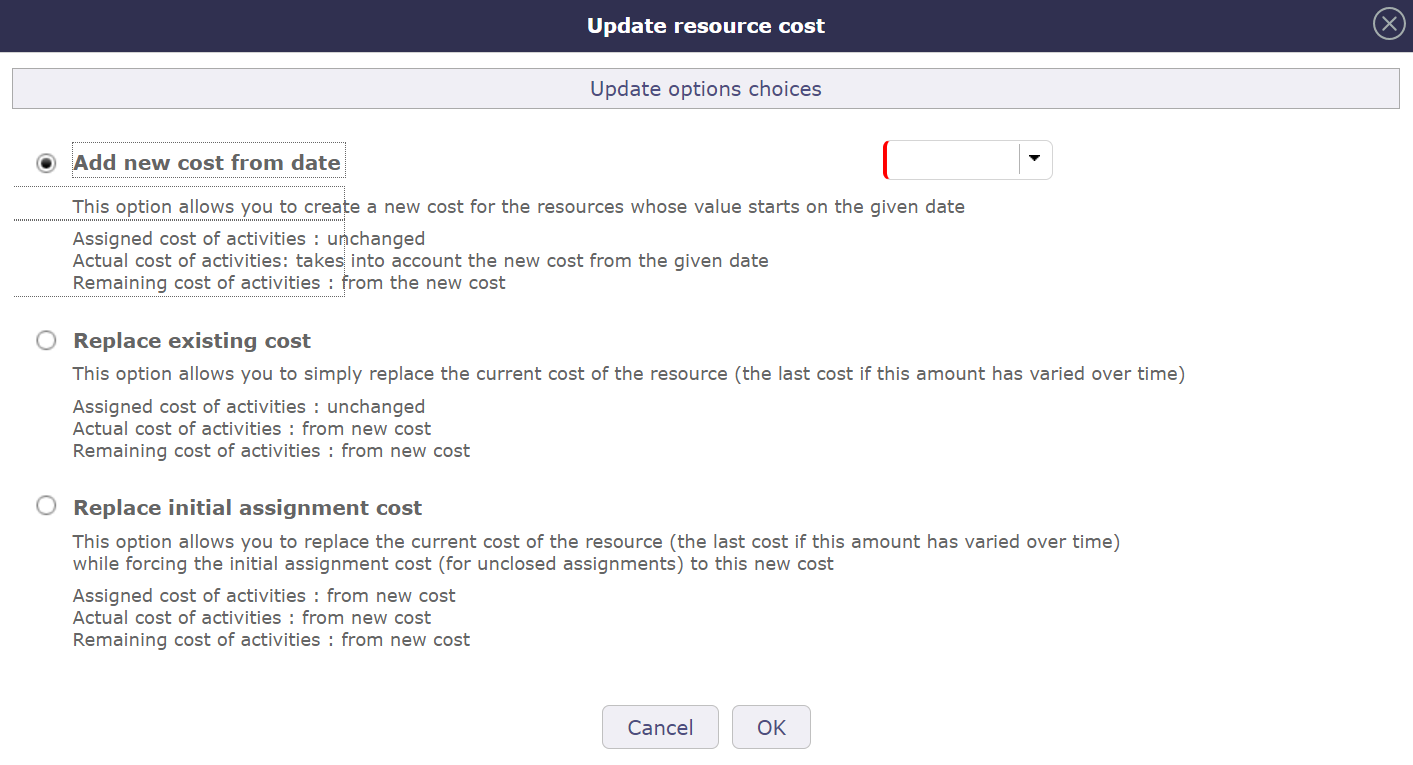 Update resource cost
